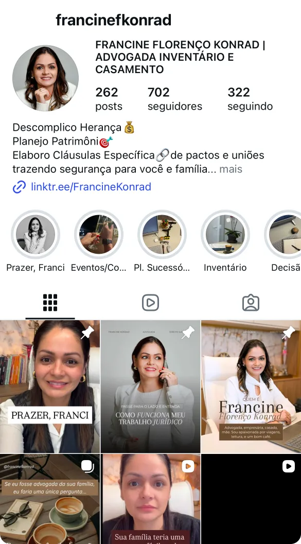 Depoimento Francine Konrad no Instagram