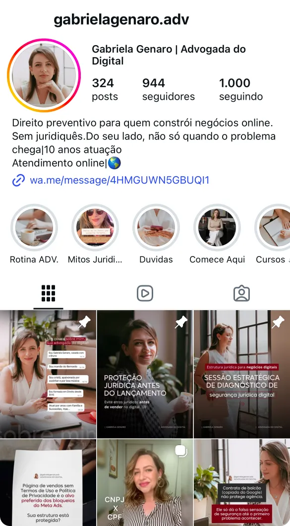Depoimento Gabriela Genaro no Instagram