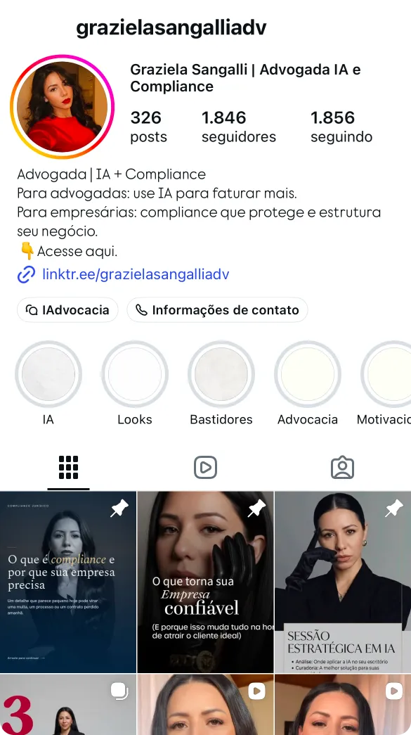 Depoimento Graziela Sangalli no Instagram